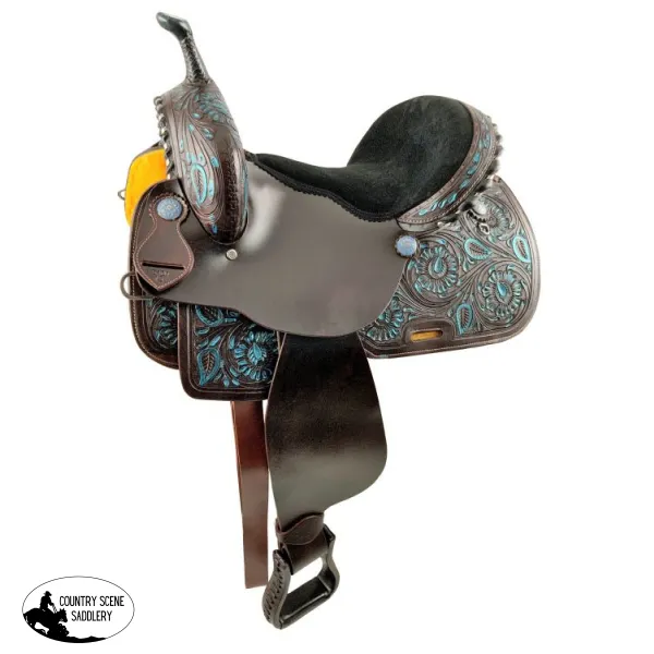 15" Economy Barrel Saddle Set with floral tooling