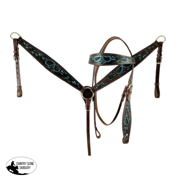 15" Economy Barrel Saddle Set with floral tooling