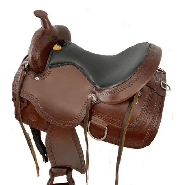 16" Circle S Trail Saddle with wave print border