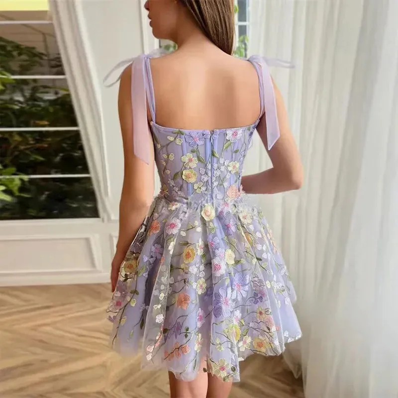 2024 Fashion 3D Flower Embroidery Sexy Floral Dress