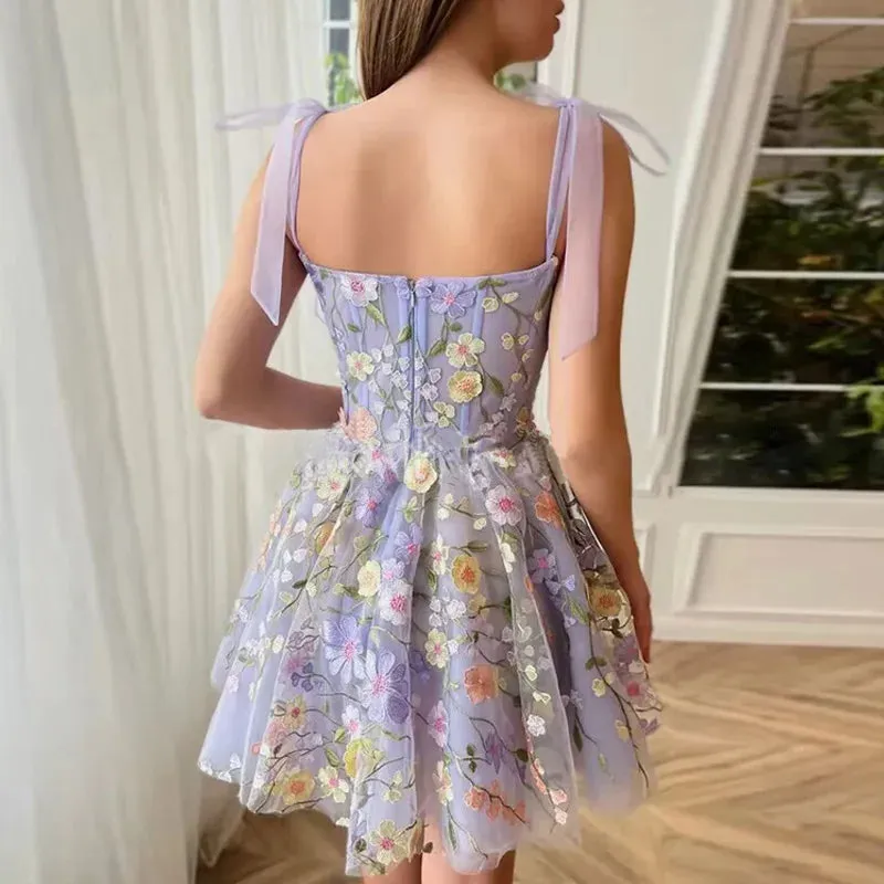 2024 Fashion 3D Flower Embroidery Sexy Floral Dress