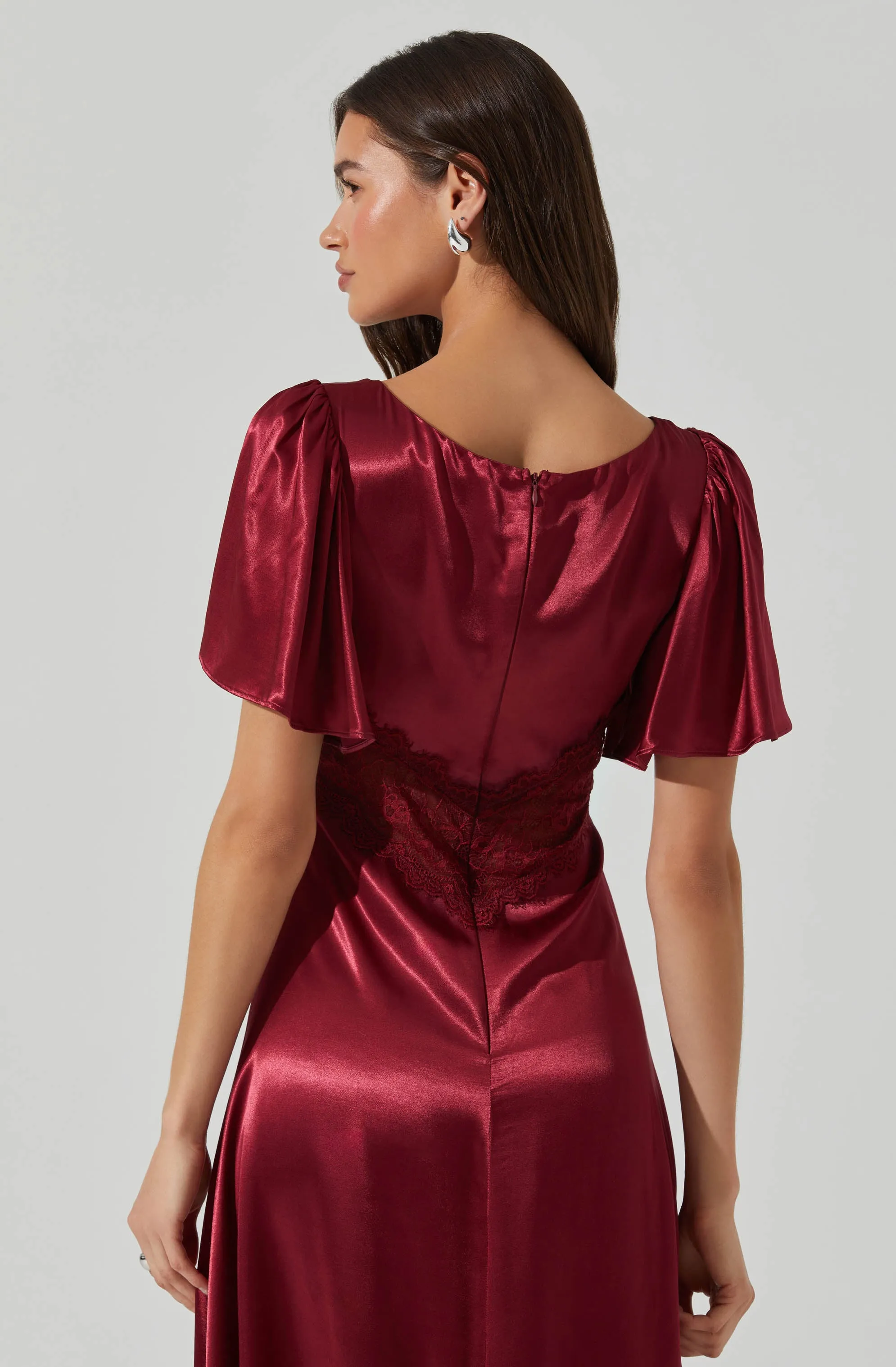 Aurelia Satin V-Neck Midi Dress