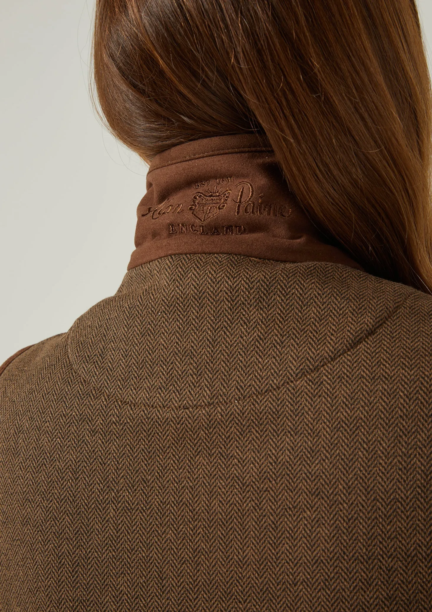 Aylsham Ladies Fleece Gilet In Brown Herringbone - Regular Fit