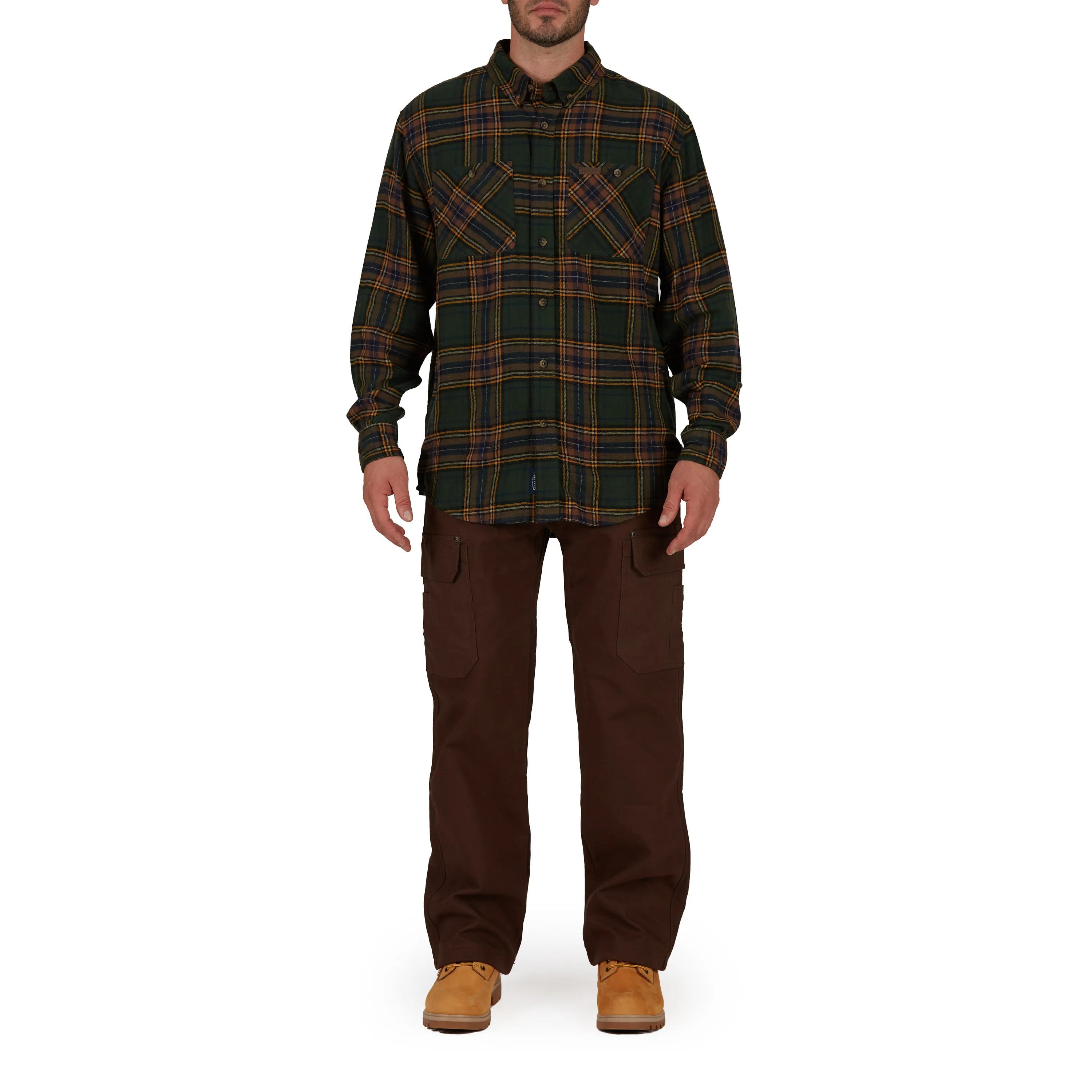 BONDED-FLEECE LINED WORK-STRETCH DUCK CANVAS GUSSET UTILITY CARGO PANT