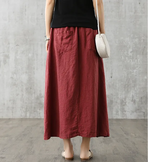 Casual Cotton Linen loose fitting Women's Skirts DZA200842