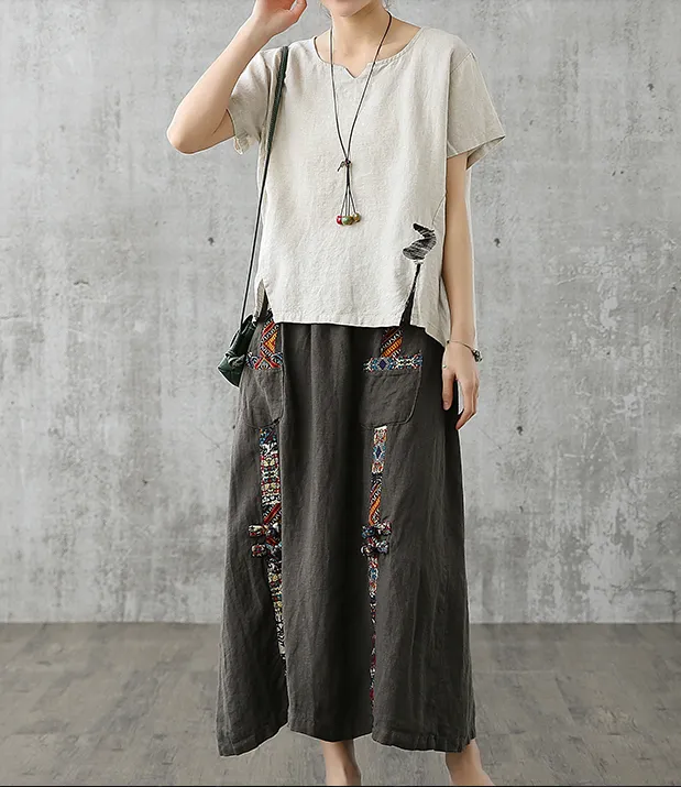 Casual Cotton Linen loose fitting Women's Skirts DZA200842