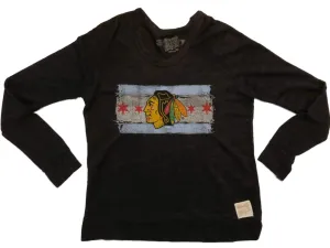 Chicago Blackhawks Retro Brand WOMEN Stars & Stripes LS Thick Knit T-Shirt