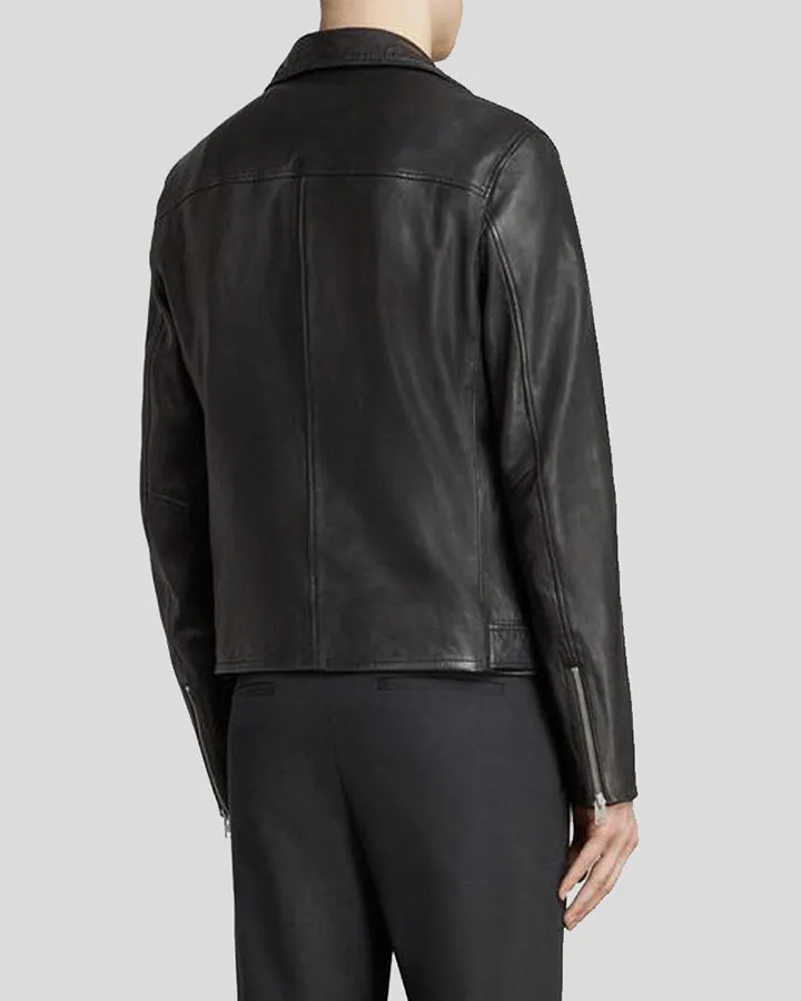 Connor Black Motorcycle Leather Jacket