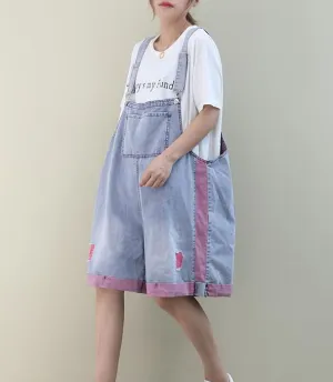 Denim Loose Casual Color Matching Summer Denim Overall Loose Women Jumpsuits QYCQ05165