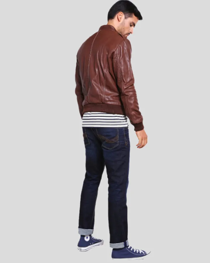 Fonz Brown Bomber Leather Jacket