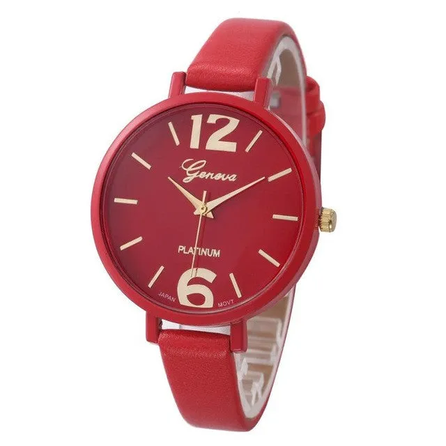 Geneva Faux Leather Analog Quartz wrist watches