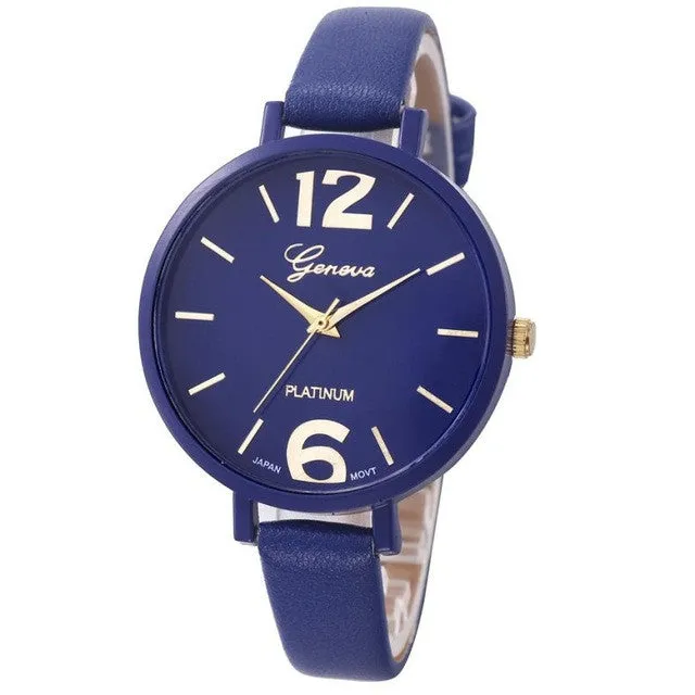 Geneva Faux Leather Analog Quartz wrist watches