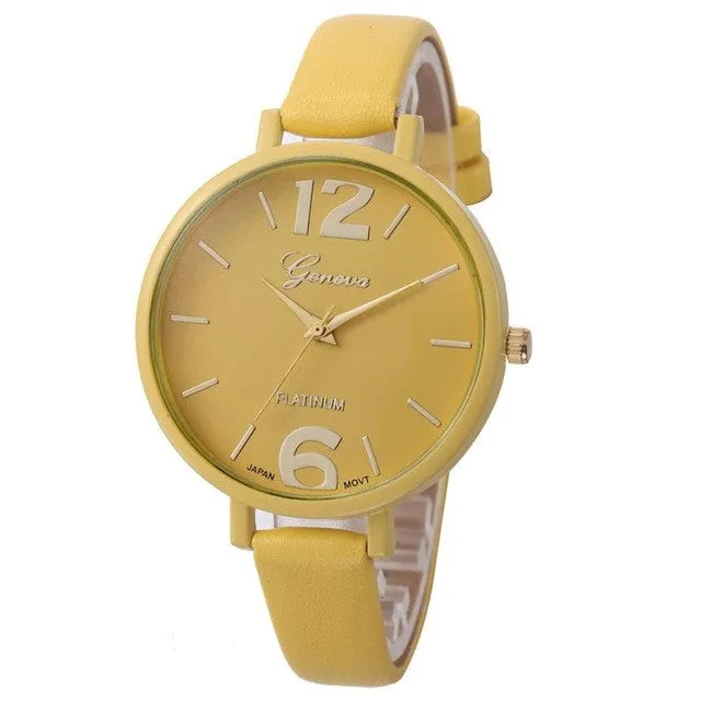 Geneva Faux Leather Analog Quartz wrist watches