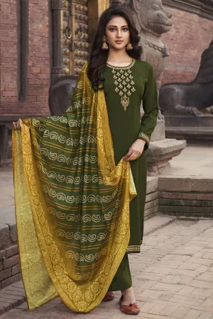 Green Chiffon Embroidered Festive Palazzo Suit