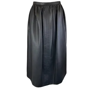 J. Mendel Black Lambskin Leather Midi Skirt