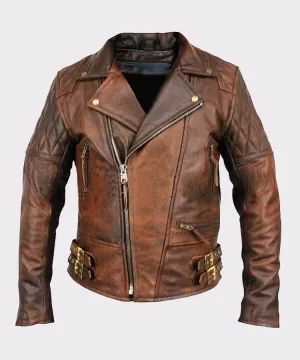 Mens Lambskin Biker Bomber Leather Jacket