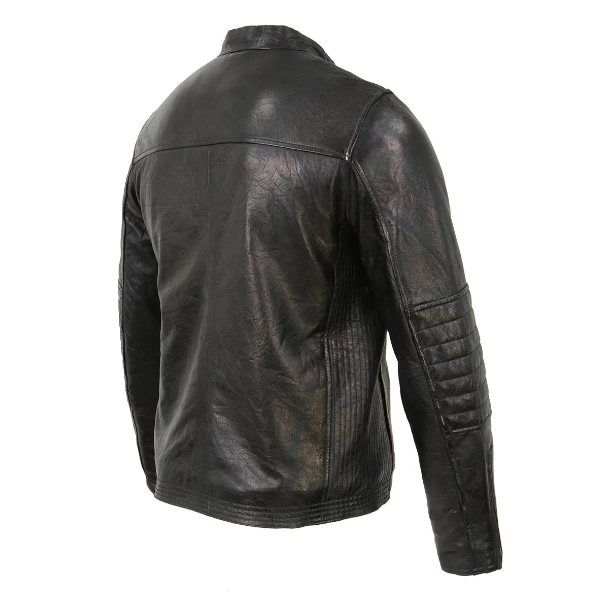 Milwaukee Leather SFM1809 Men's Two-Tone Euro Collar Cafe Style Leather Jacket