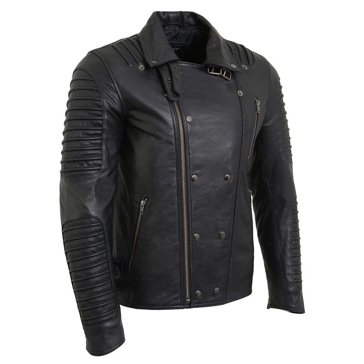 Milwaukee Leather SFM1885 Men's Black Leather Fashion Jacket with Piping Design