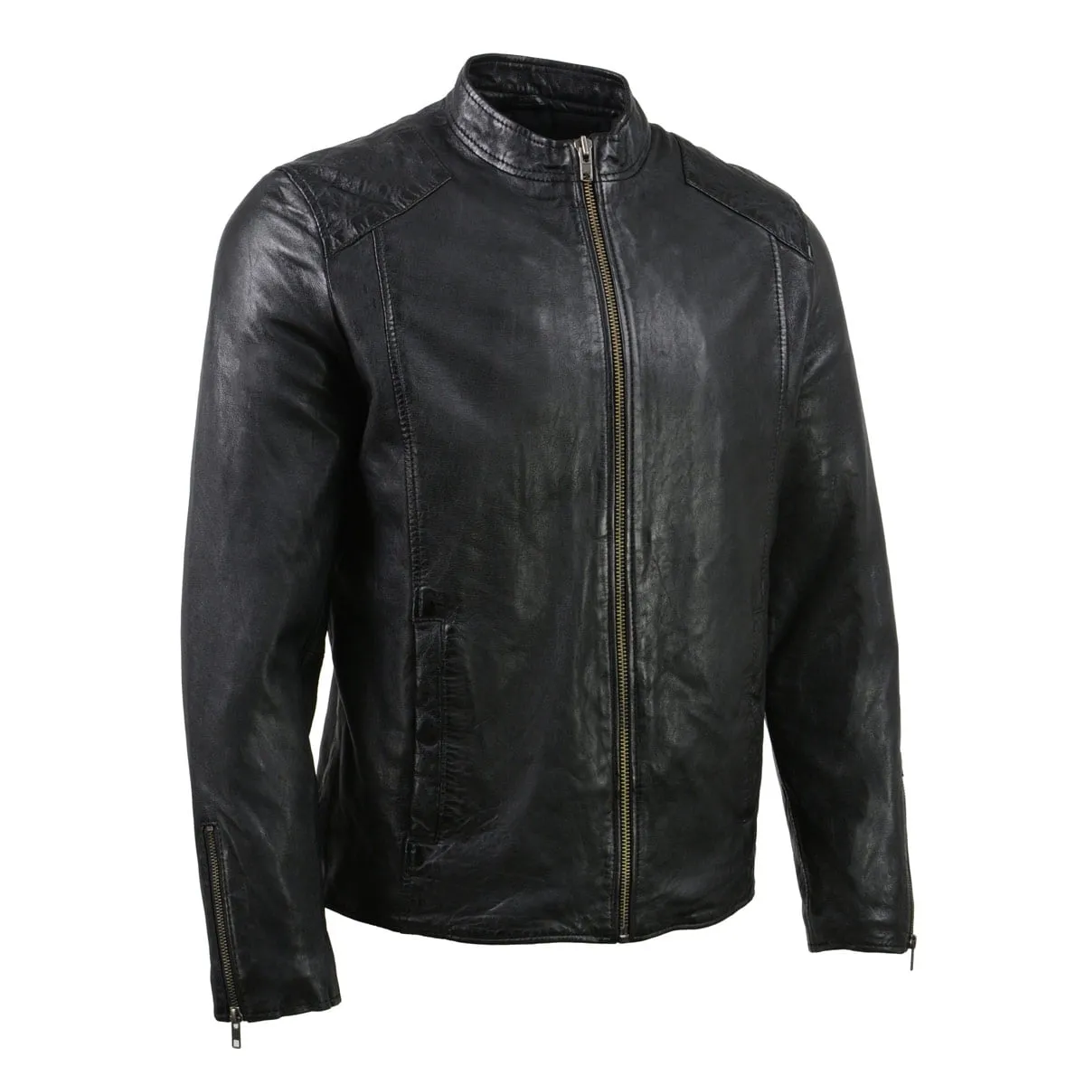 Milwaukee Leather Vintage SFM1803 Men's Black Leather Moto Style