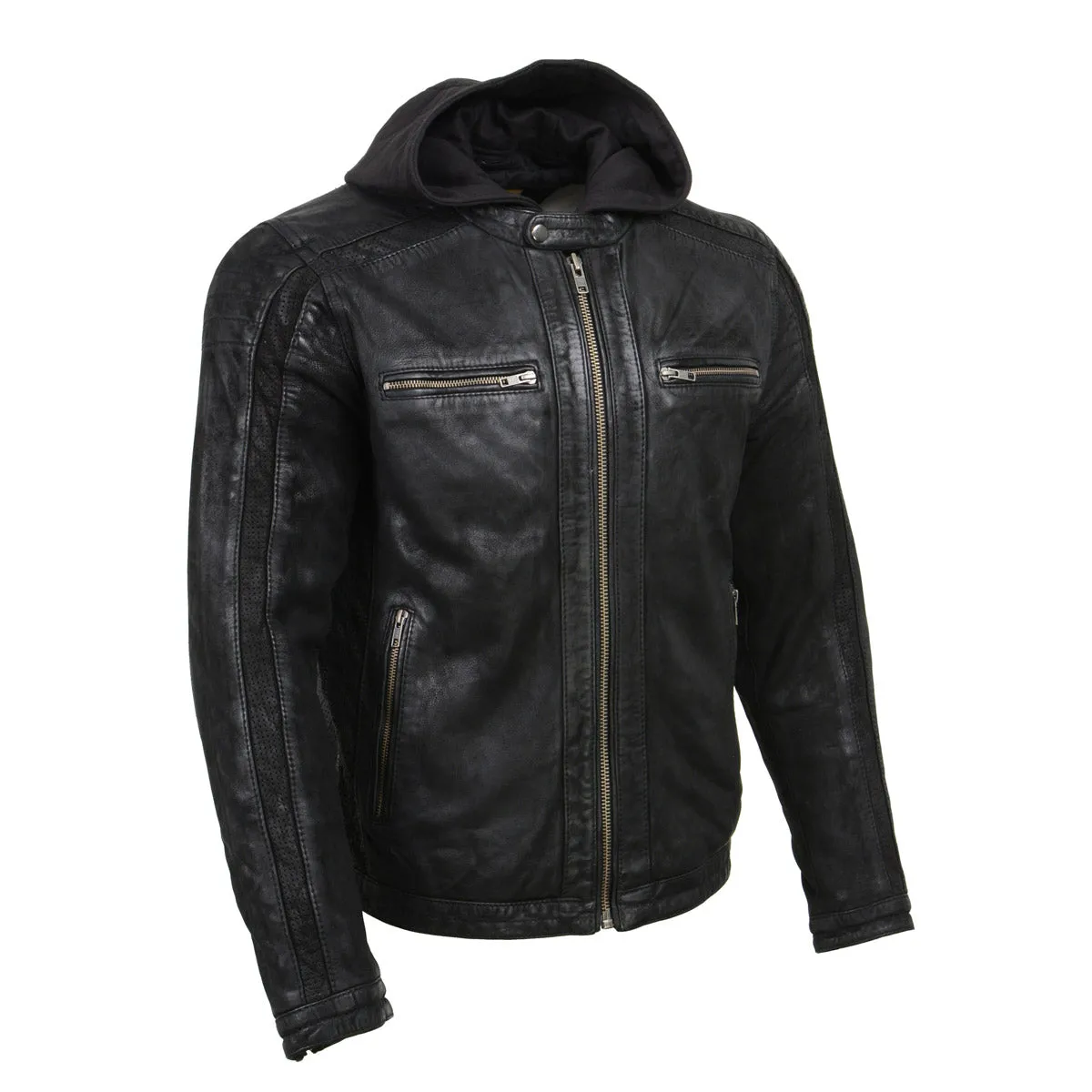 Milwaukee Leather Vintage SFM1807 Men's Black Premium Leather Hooded