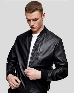 Oliver Black Bomber Leather Jacket