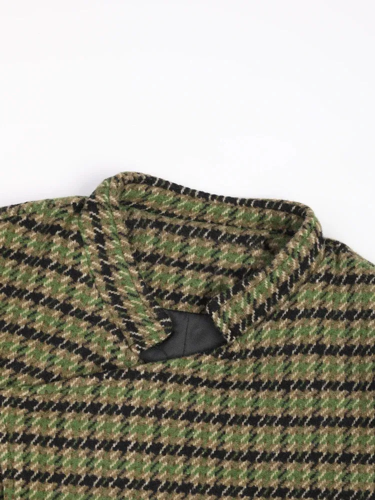 Pre Order:  Green Plaid Stand Collar Coat