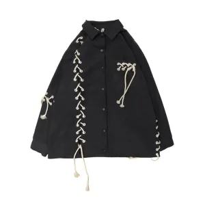 Pre Order:  Lace-Up Single-Breasted Loose Jacket