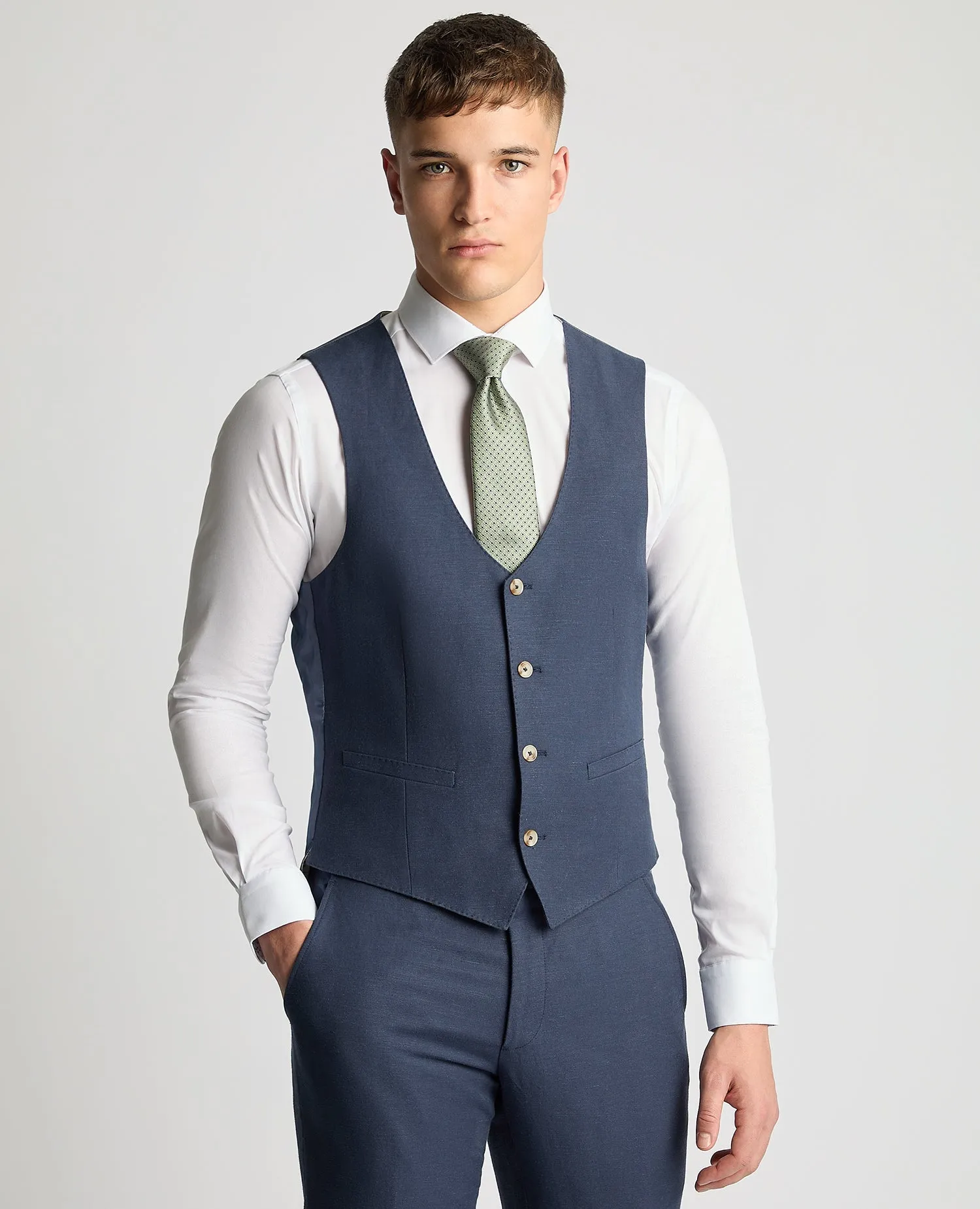 Slim Fit Linen-Blend Waistcoat