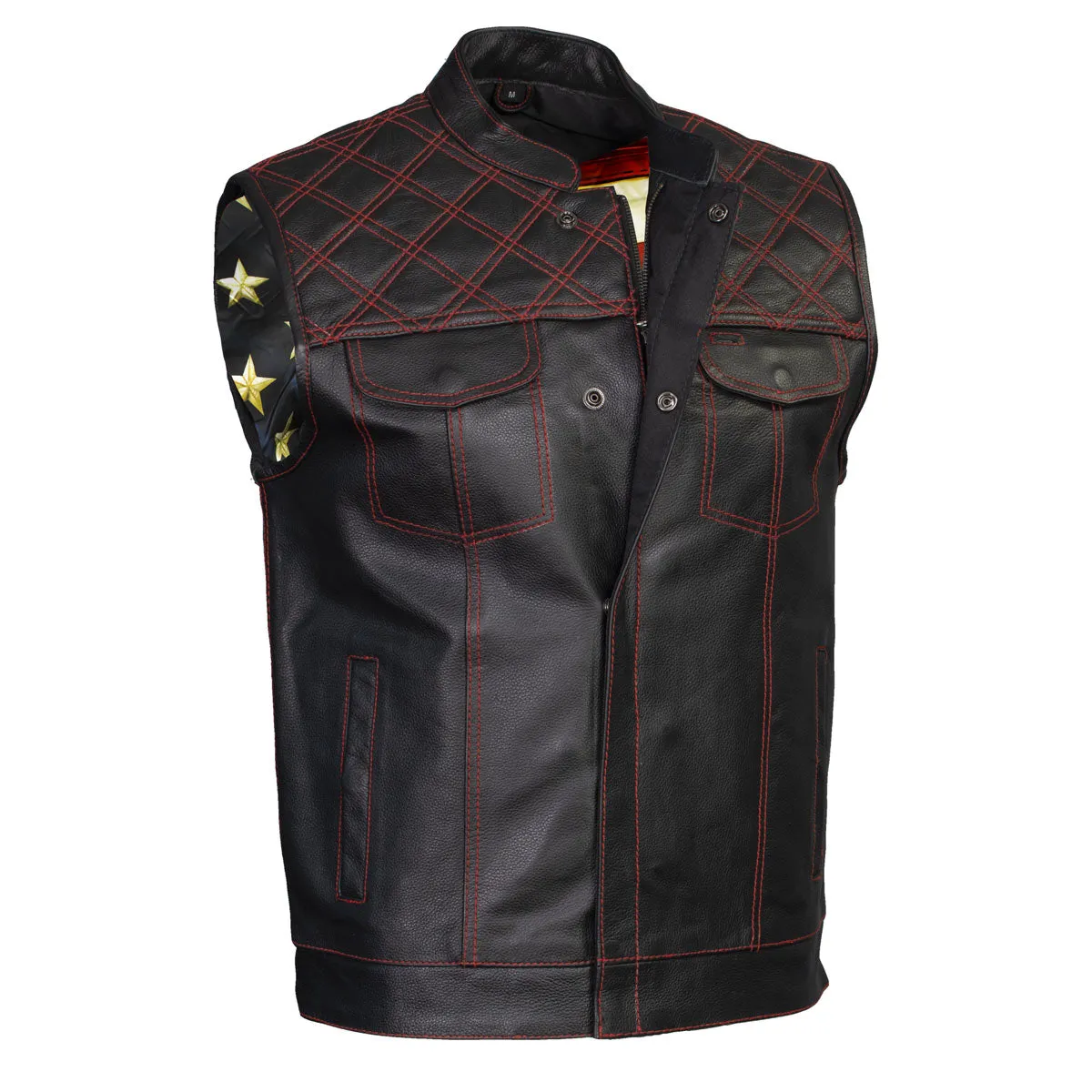 Xelement ‘Gold Series’ XS13002 Men's 'Stars and Stripes’ Black Leather